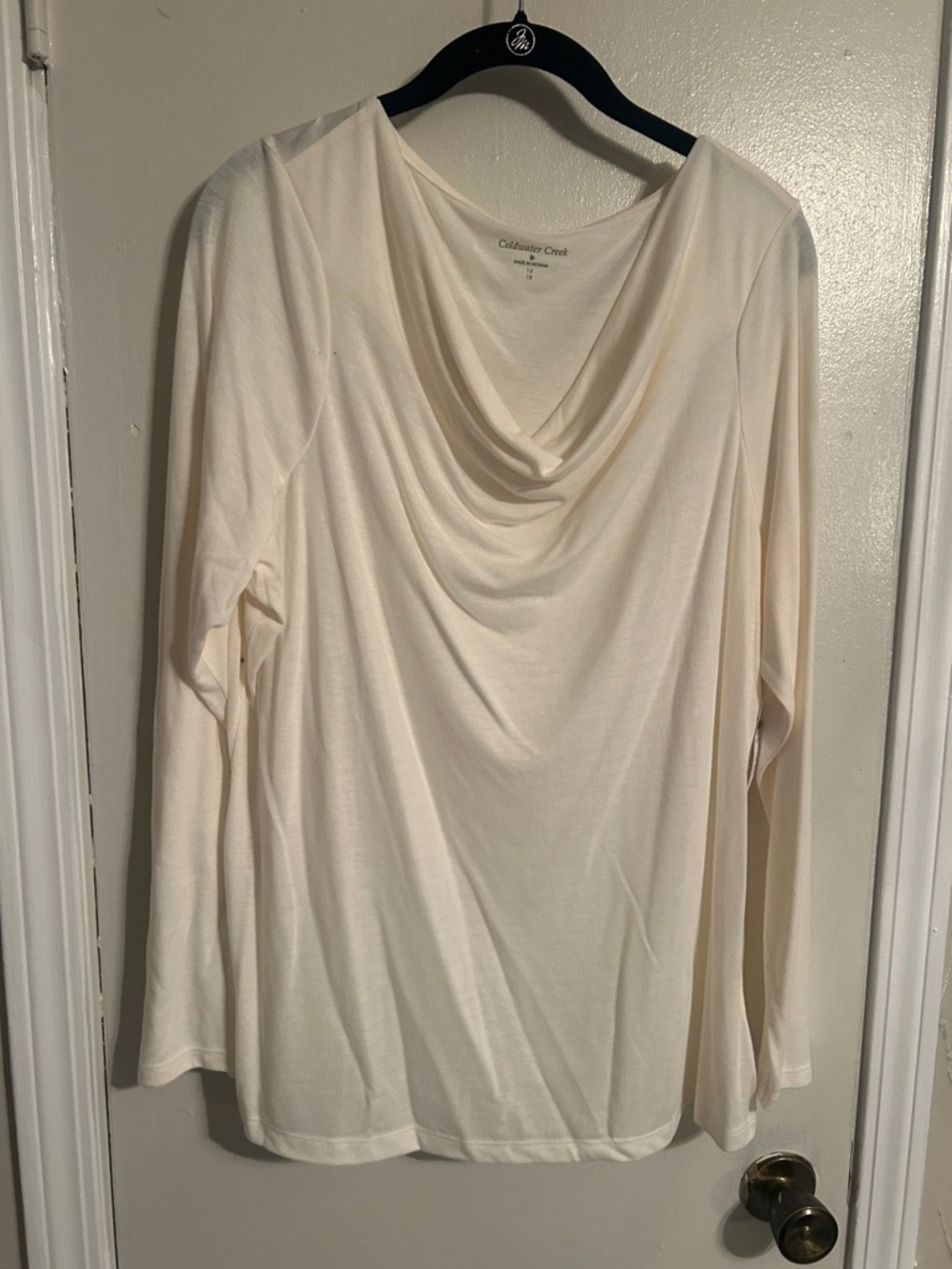 Coldwater Creek Cream Cowl Neck Long Sleeve Top